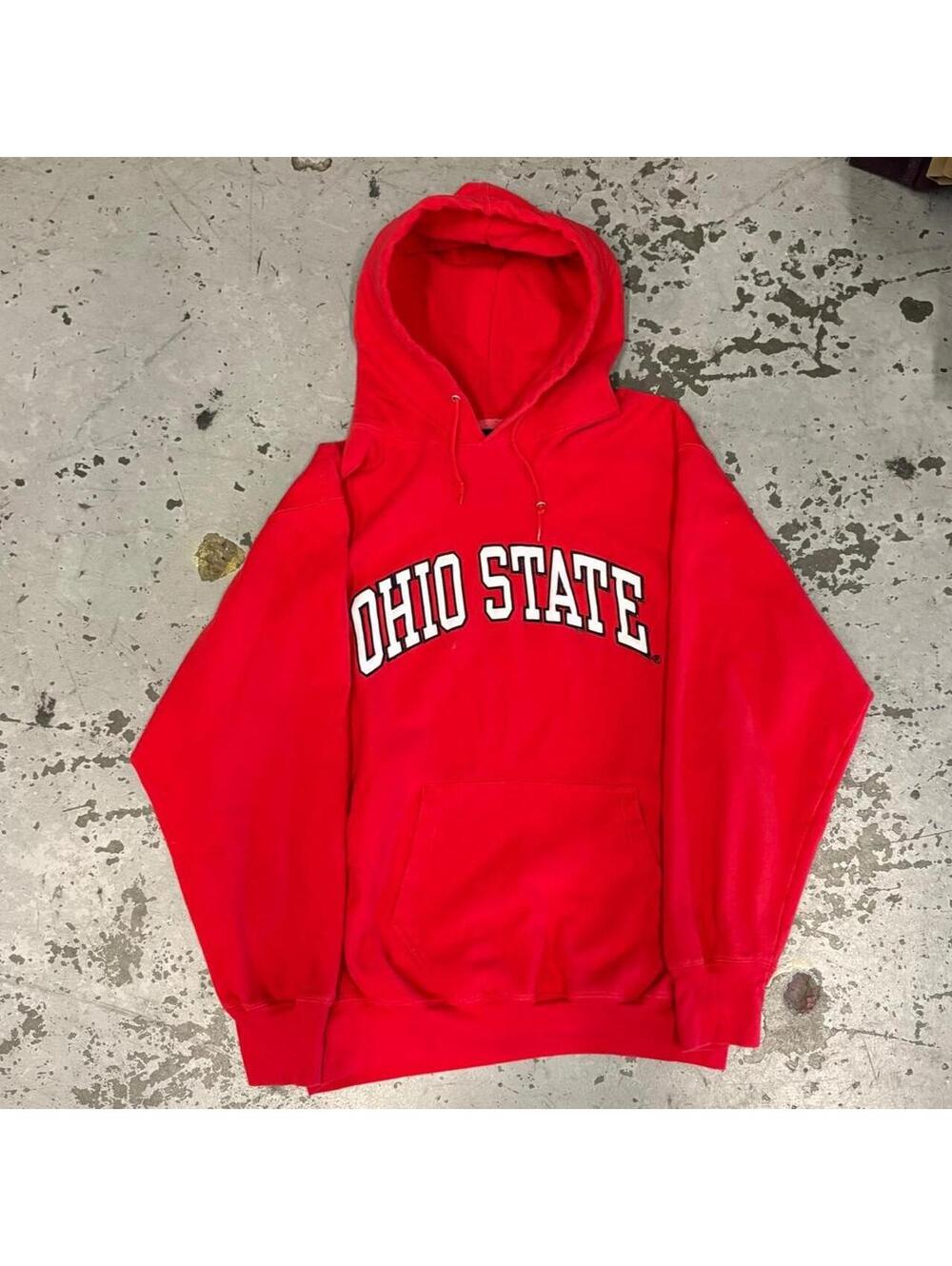 Vintage 90s super heavyweight cotton Ohio State University hoodie.